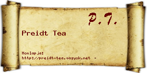 Preidt Tea névjegykártya